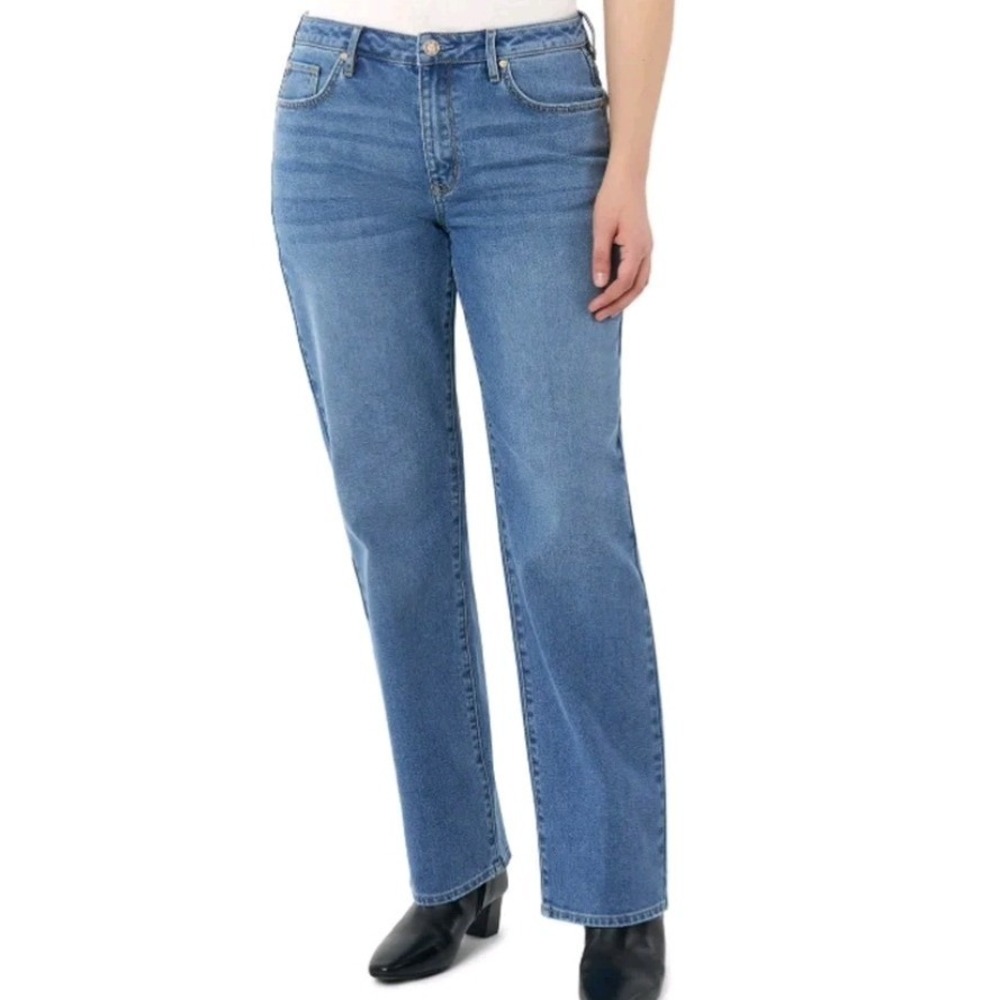Seven7 NWT Loose Straight Jeans Womens 14 Authentic Blue High Rise Relaxed L
